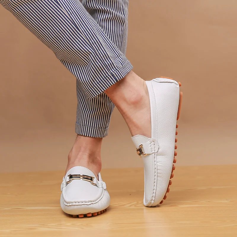 Loafers Men Handmade Leather Loafer Casual Driving Flats Slip-on Shoes Luxury Comfy Moccasins White Loafers Shoes for Men