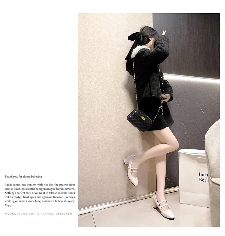2024 Spring Autumn Women Double Buckle Mary Janes Shoes Patent Leather Dress Square Head Square Heel Solid Color Women's Shoes 2024 Spring Autumn Women Double Buckle Mary Janes Shoes Patent Leather Dress Square Head Square Heel Solid Color Women's Shoes