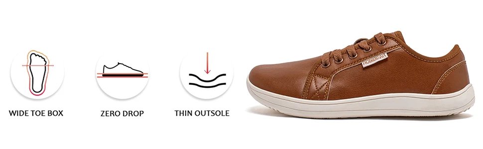 Minimalist Shoes for Men Wide Toe Barefoot Zero Drop Shoes Casual Leather Fashion Sneakers Lightweight Walking Shoes