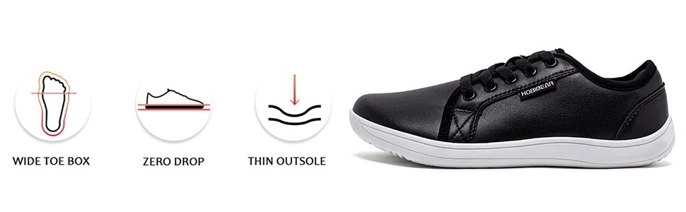 Minimalist Shoes for Men Wide Toe Barefoot Zero Drop Shoes Casual Leather Fashion Sneakers Lightweight Walking Shoes