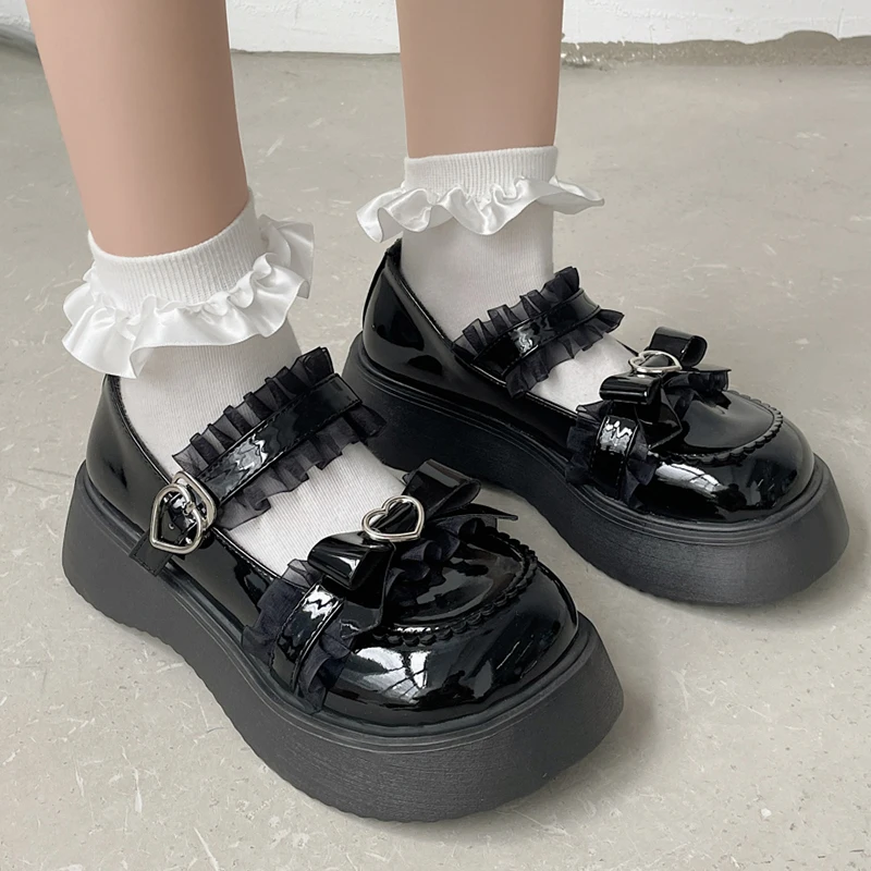 Rimocy Chunky Platform Mary Jane Shoes for Women Patent Leather Lace Ankle Strap Pumps Woman 2022 Autumn White Lolita Shoes Y2K Rimocy Chunky Platform Mary Jane Shoes for Women Patent Leather Lace Ankle Strap Pumps Woman 2022 Autumn White Lolita Shoes Y2K