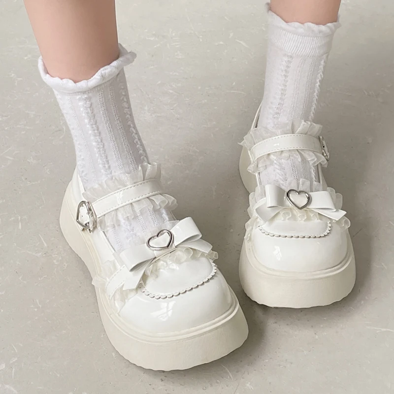 Rimocy Chunky Platform Mary Jane Shoes for Women Patent Leather Lace Ankle Strap Pumps Woman 2022 Autumn White Lolita Shoes Y2K Rimocy Chunky Platform Mary Jane Shoes for Women Patent Leather Lace Ankle Strap Pumps Woman 2022 Autumn White Lolita Shoes Y2K