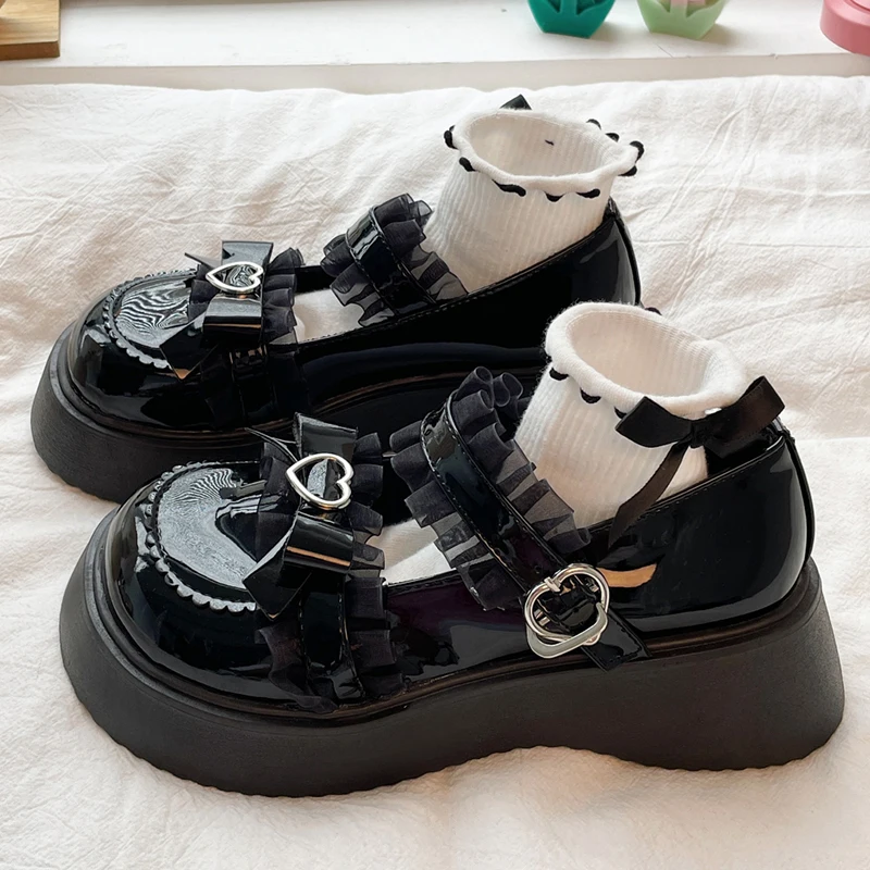 Rimocy Chunky Platform Mary Jane Shoes for Women Patent Leather Lace Ankle Strap Pumps Woman 2022 Autumn White Lolita Shoes Y2K Rimocy Chunky Platform Mary Jane Shoes for Women Patent Leather Lace Ankle Strap Pumps Woman 2022 Autumn White Lolita Shoes Y2K