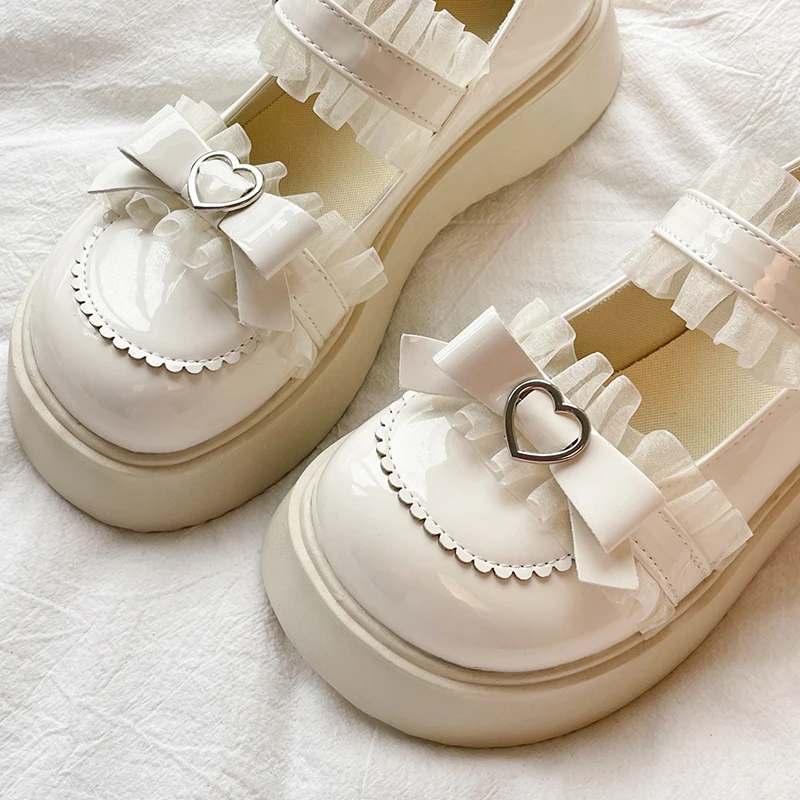 Rimocy Chunky Platform Mary Jane Shoes for Women Patent Leather Lace Ankle Strap Pumps Woman 2022 Autumn White Lolita Shoes Y2K Rimocy Chunky Platform Mary Jane Shoes for Women Patent Leather Lace Ankle Strap Pumps Woman 2022 Autumn White Lolita Shoes Y2K