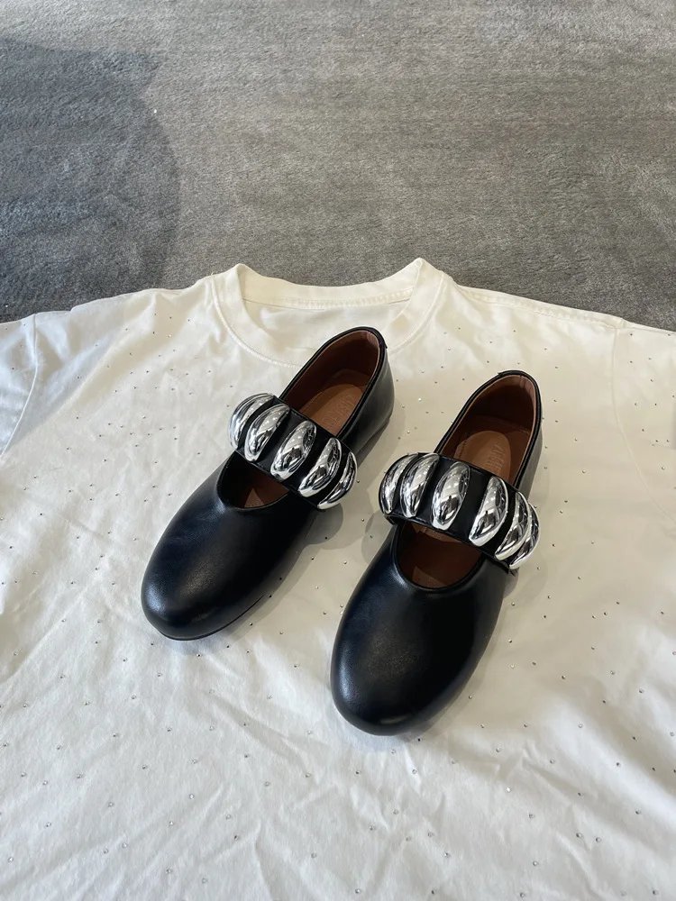 Stylish studded crystal women's mary jane ballet shoes laofers casual soft leather comfortable flats Stylish studded crystal women's mary jane ballet shoes laofers casual soft leather comfortable flats