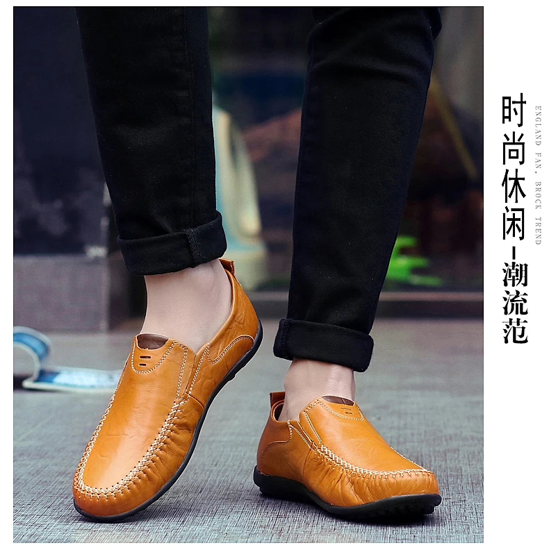 Leather Shoes Men Fashion Leather Genuine High Quality Luxury Brand Comfortable Men Casual Driving Shoes Plus Size 37-47 Leather Shoes Men Fashion Leather Genuine High Quality Luxury Brand Comfortable Men Casual Driving Shoes Plus Size 37-47