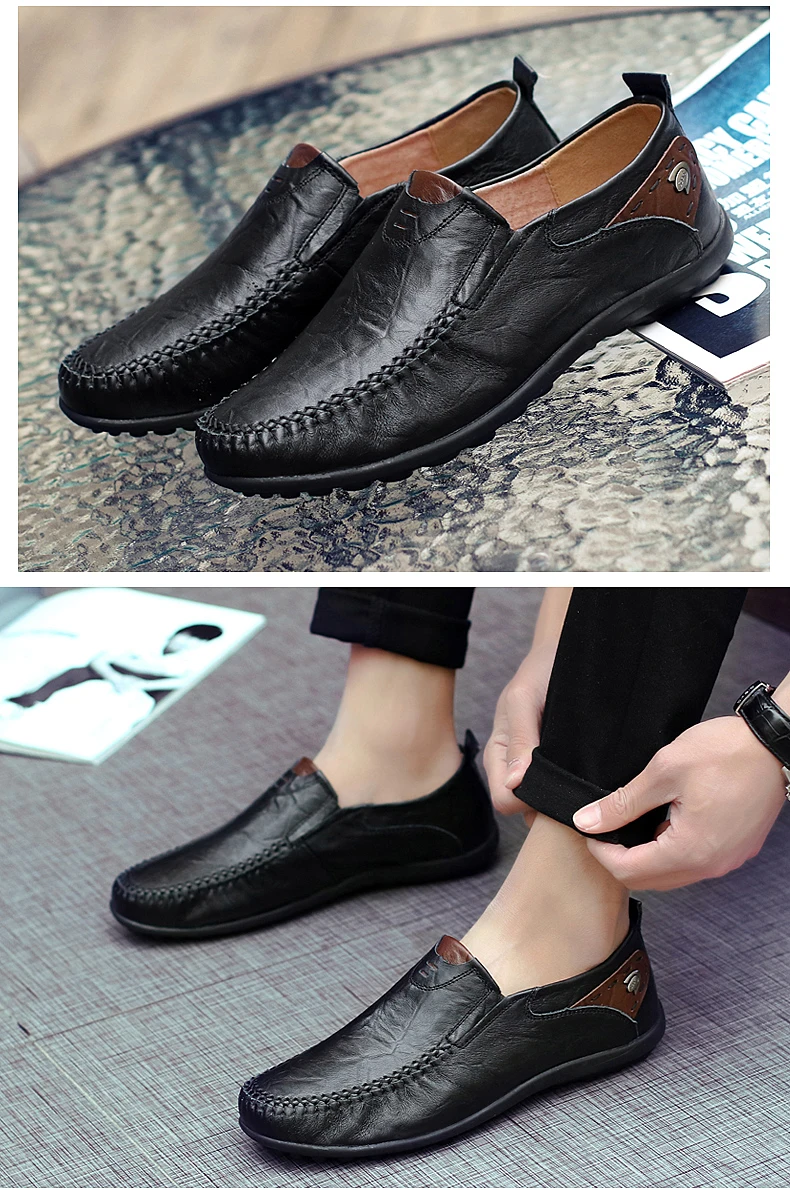 Leather Shoes Men Fashion Leather Genuine High Quality Luxury Brand Comfortable Men Casual Driving Shoes Plus Size 37-47 Leather Shoes Men Fashion Leather Genuine High Quality Luxury Brand Comfortable Men Casual Driving Shoes Plus Size 37-47