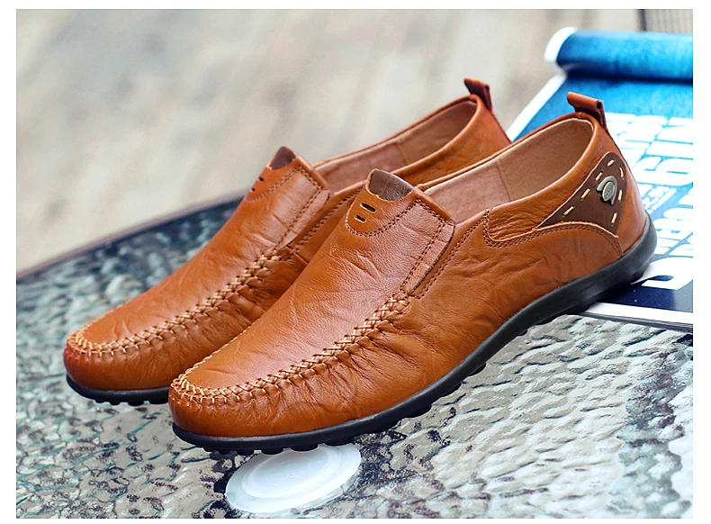 Leather Shoes Men Fashion Leather Genuine High Quality Luxury Brand Comfortable Men Casual Driving Shoes Plus Size 37-47 Leather Shoes Men Fashion Leather Genuine High Quality Luxury Brand Comfortable Men Casual Driving Shoes Plus Size 37-47
