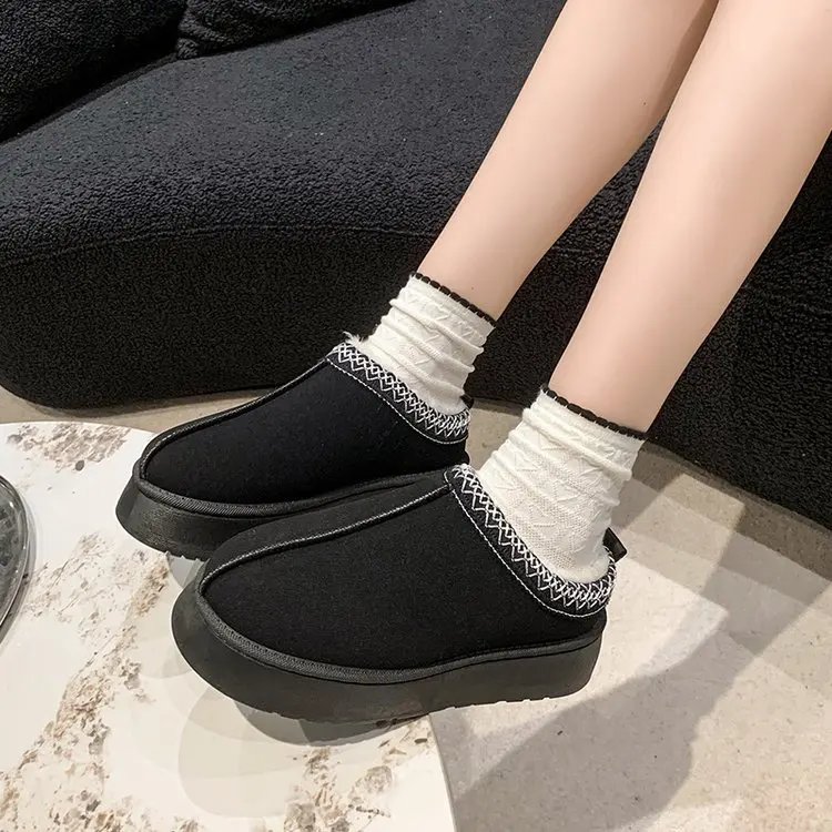 New Winter Retro Women Snow Warm Suede Leather Lazy Loafers Boots Shoes Woman Lady Female Flat Bottine Botas Boots Mujer Shoes