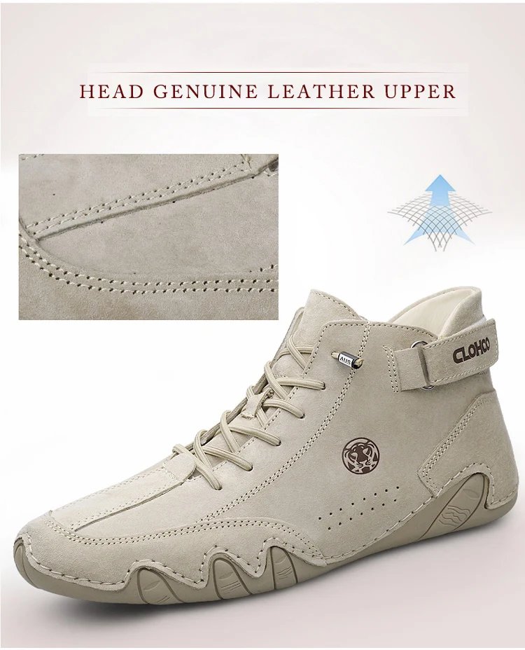 Men's Genuine Leather Shoes Ankle Boots 2023 Men Sneakers Outdoor Light Lace-Up Casual Shoes Fashion Loafers Winter Warm Boots