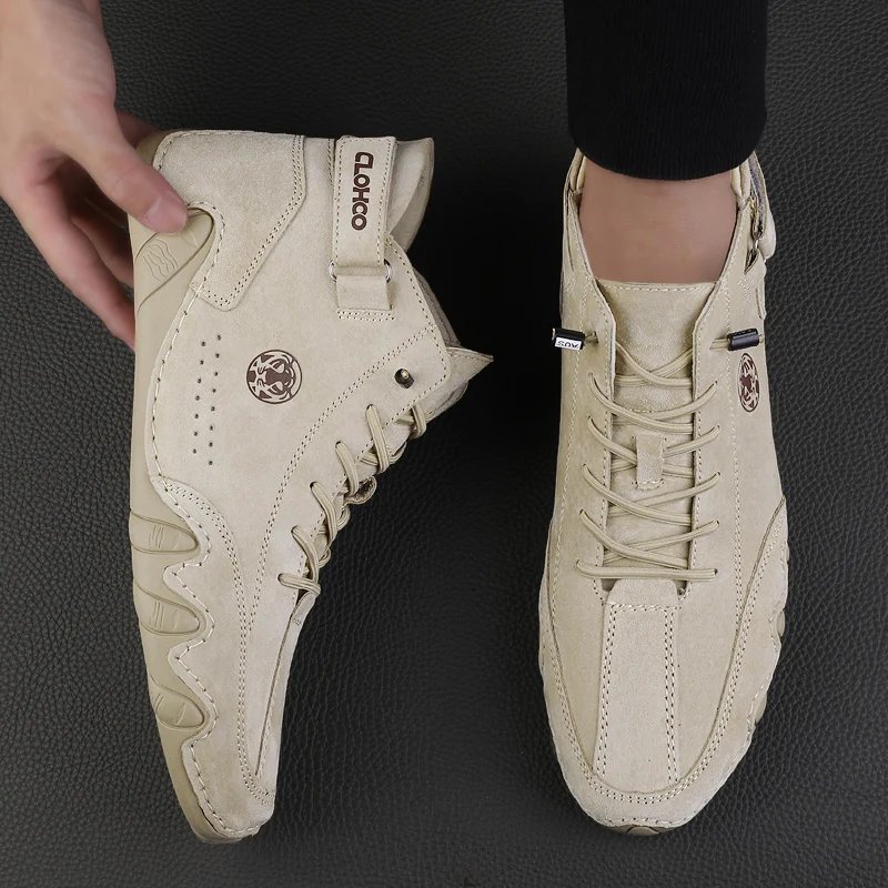 Men's Genuine Leather Shoes Ankle Boots 2023 Men Sneakers Outdoor Light Lace-Up Casual Shoes Fashion Loafers Winter Warm Boots