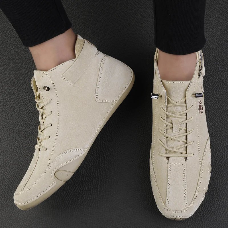 Men's Genuine Leather Shoes Ankle Boots 2023 Men Sneakers Outdoor Light Lace-Up Casual Shoes Fashion Loafers Winter Warm Boots