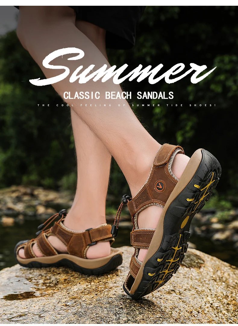 2023  Leather Men Shoes Summer New Large Size Men's Sandals Men Sandals Fashion Sandals Slippers Big Size 38-47