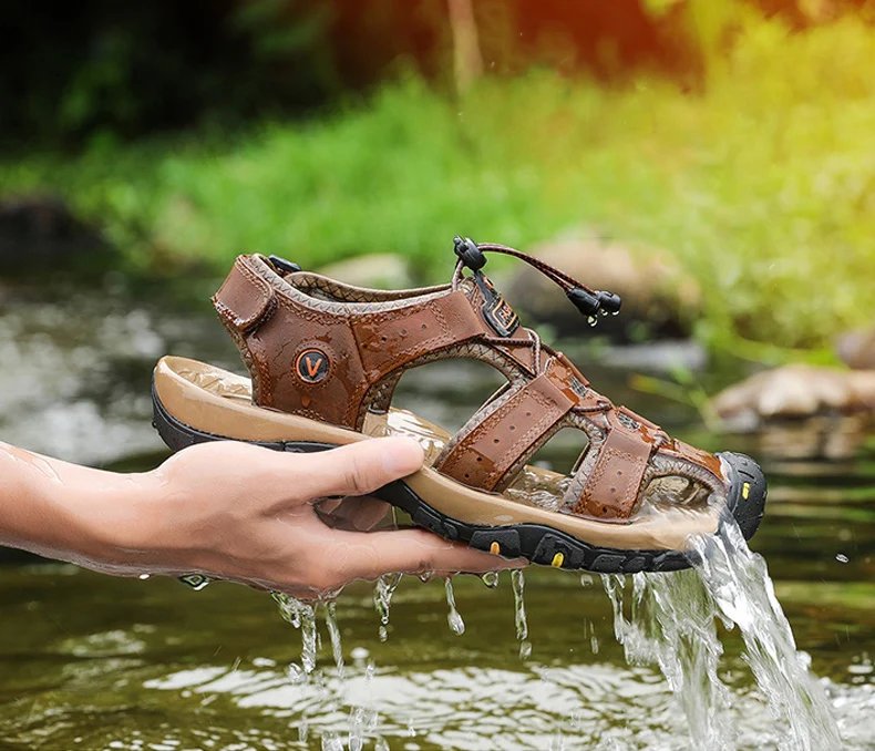 2023  Leather Men Shoes Summer New Large Size Men's Sandals Men Sandals Fashion Sandals Slippers Big Size 38-47