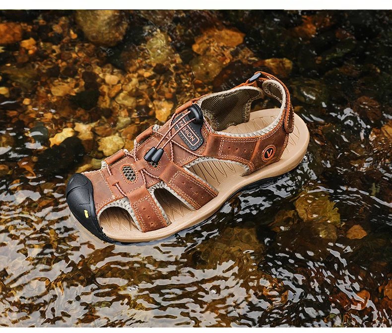 2023  Leather Men Shoes Summer New Large Size Men's Sandals Men Sandals Fashion Sandals Slippers Big Size 38-47
