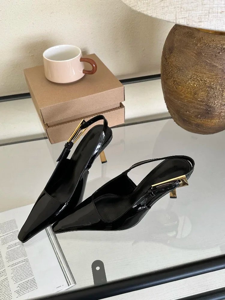 Eilyken Street Style Sexy Pointed Toe Metal Buckle Strap Women Pumps Stripper Sandals  Slingback High Heels Female Shoes