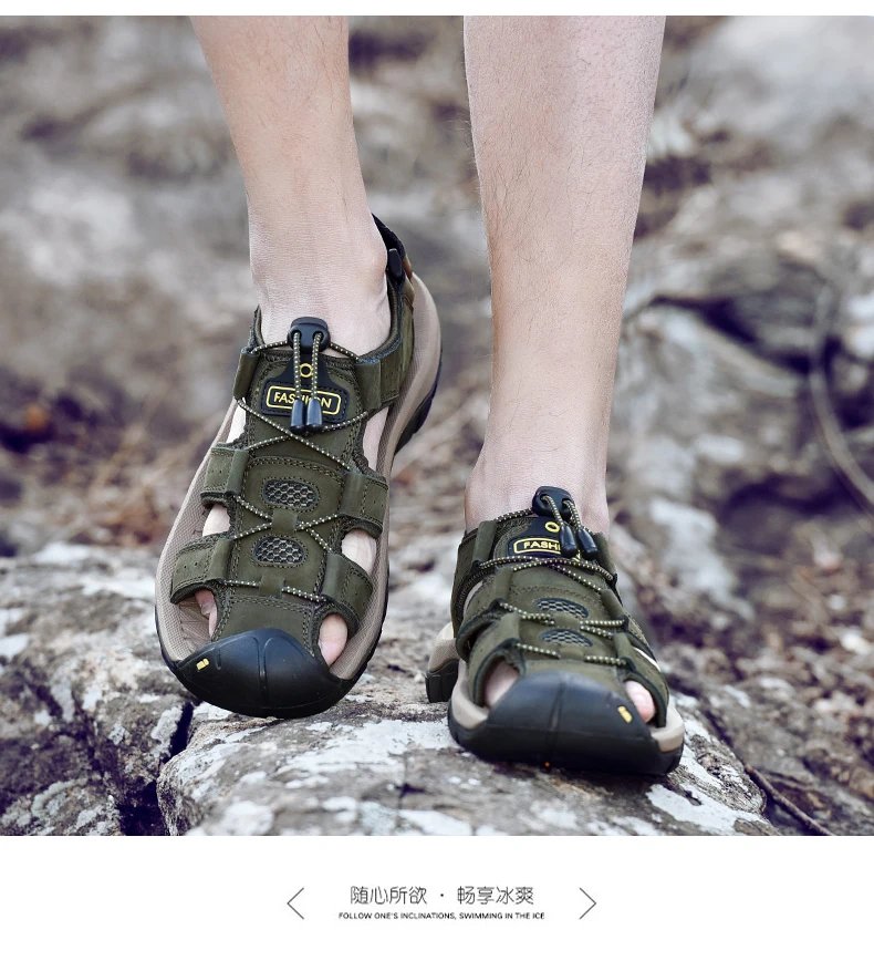 Genuine Leather Men Shoes Summer New Large Size Men's Sandals Men Sandals Fashion Sandals Slippers Big Size 38-47