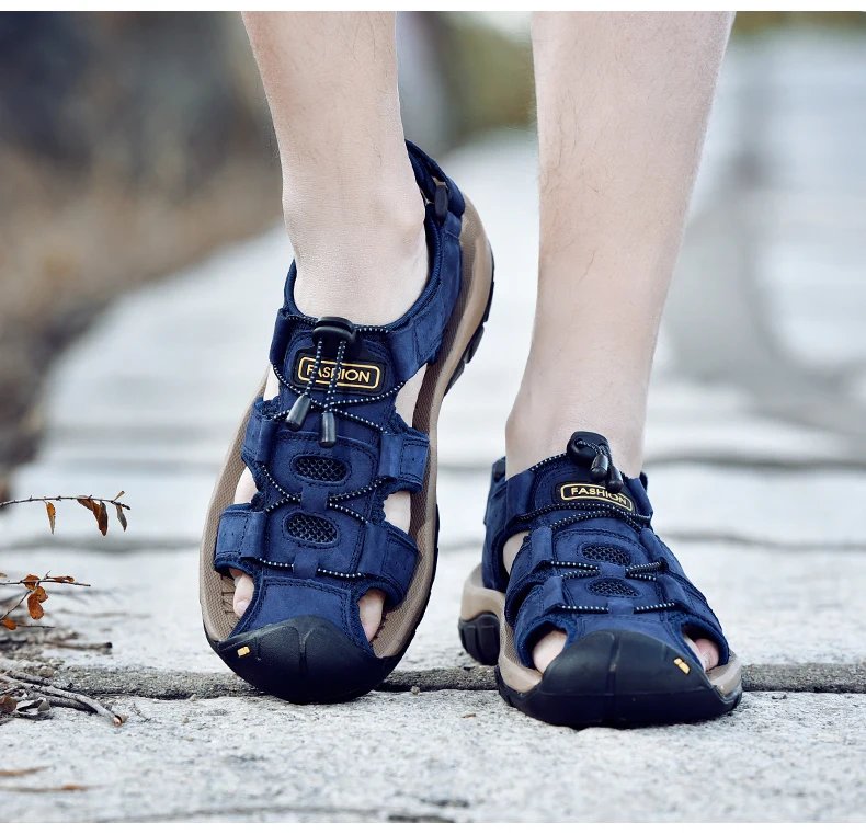 Genuine Leather Men Shoes Summer New Large Size Men's Sandals Men Sandals Fashion Sandals Slippers Big Size 38-47