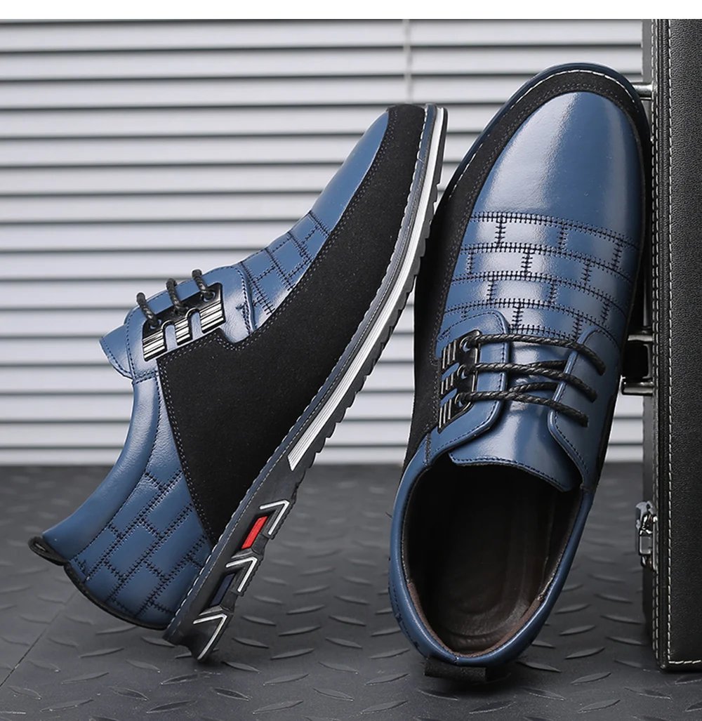 Men Casual Shoes Fashion Brand Classic Casual Men Pu Leather Shoes Black Hot Sale Breathable Business Lace-Up Men Shoes Big Size