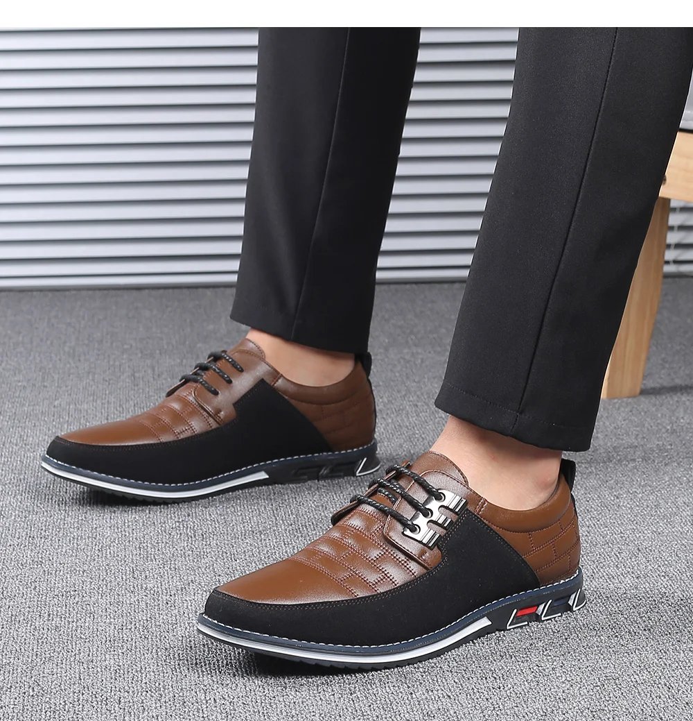 Men Casual Shoes Fashion Brand Classic Casual Men Pu Leather Shoes Black Hot Sale Breathable Business Lace-Up Men Shoes Big Size