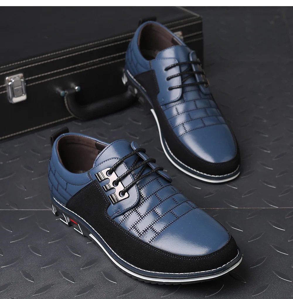 Men Casual Shoes Fashion Brand Classic Casual Men Pu Leather Shoes Black Hot Sale Breathable Business Lace-Up Men Shoes Big Size