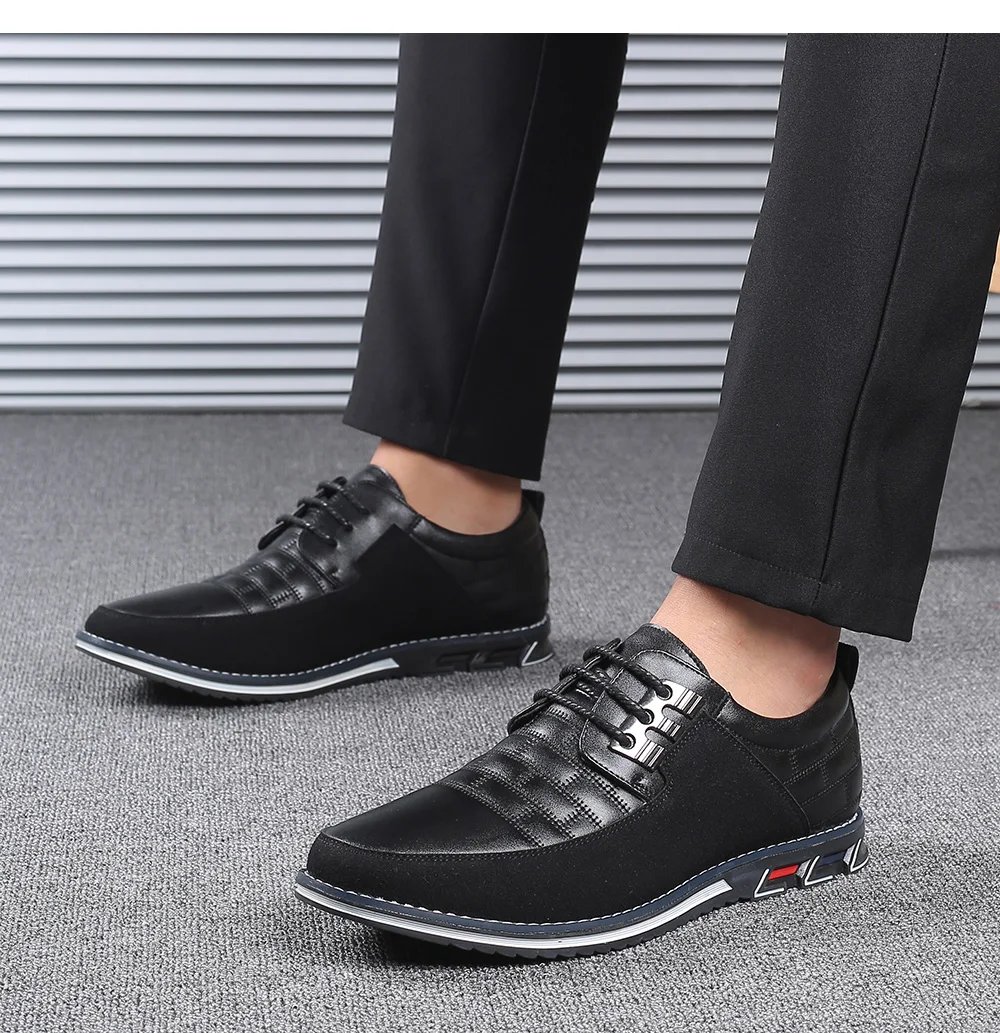 Men Casual Shoes Fashion Brand Classic Casual Men Pu Leather Shoes Black Hot Sale Breathable Business Lace-Up Men Shoes Big Size