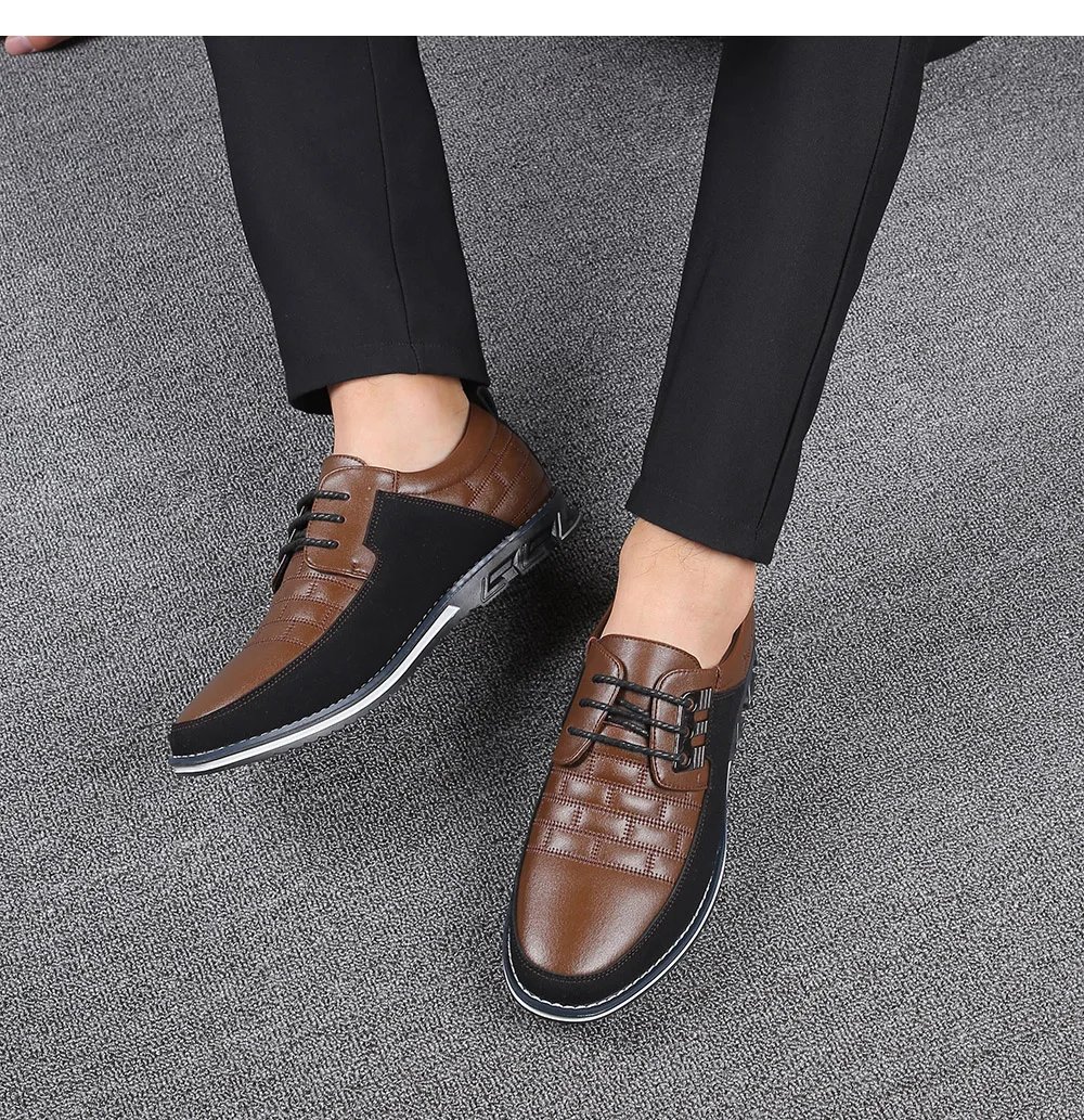 Men Casual Shoes Fashion Brand Classic Casual Men Pu Leather Shoes Black Hot Sale Breathable Business Lace-Up Men Shoes Big Size