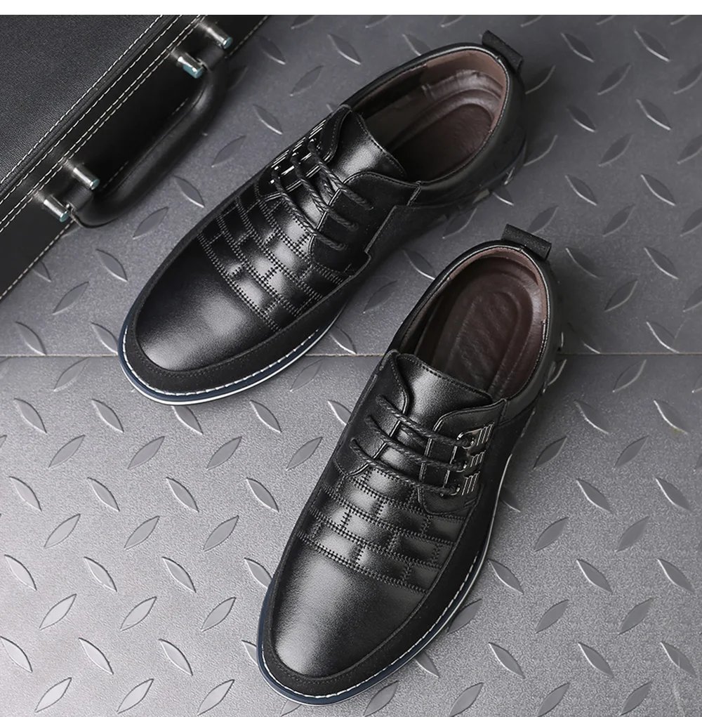 Men Casual Shoes Fashion Brand Classic Casual Men Pu Leather Shoes Black Hot Sale Breathable Business Lace-Up Men Shoes Big Size