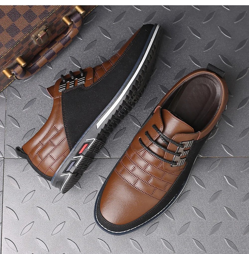 Men Casual Shoes Fashion Brand Classic Casual Men Pu Leather Shoes Black Hot Sale Breathable Business Lace-Up Men Shoes Big Size