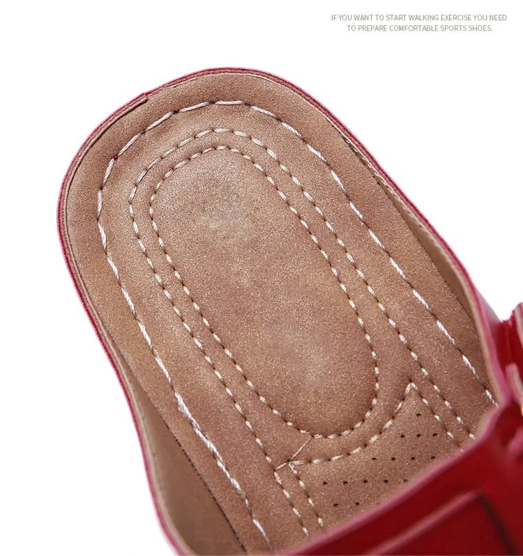 2024 Summer Women Wedge Sandals Premium Orthopedic Open Toe Sandals Vintage Anti-slip Leather Casual Female Platform Retro Shoes