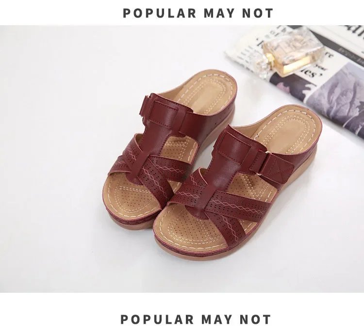 2024 Summer Women Wedge Sandals Premium Orthopedic Open Toe Sandals Vintage Anti-slip Leather Casual Female Platform Retro Shoes