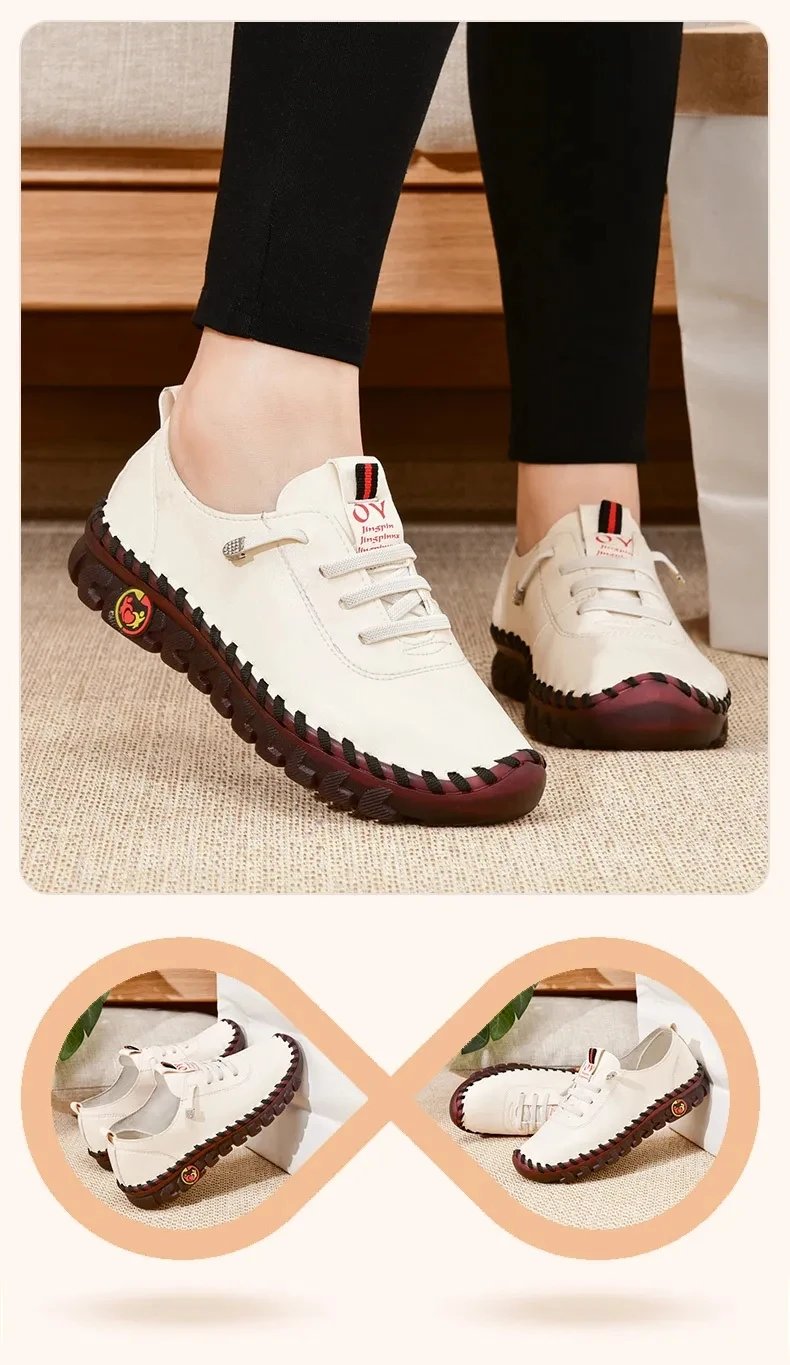 Sneakers Women Shoes Leather Loafers Shoes for Women Comfortable Slip on Shoes Hand Sewing Thread Mom Shoes Zapatillas De Mujer