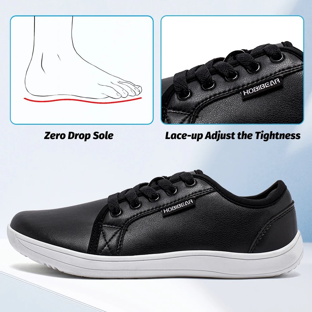 Minimalist Shoes Women Wide Toe Barefoot Zero Drop Shoes Leather Fashion Sneakers