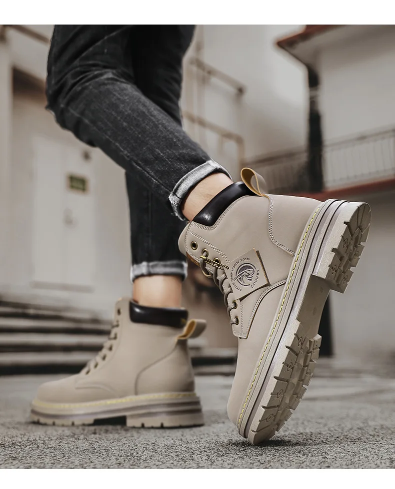 High Top Boots Men's Leather Shoes Fashion Motorcycle Ankle Military Boots for Men Winter Boots Man Shoes Lace-Up Botas Hombre High Top Boots Men's Leather Shoes Fashion Motorcycle Ankle Military Boots for Men Winter Boots Man Shoes Lace-Up Botas Hombre
