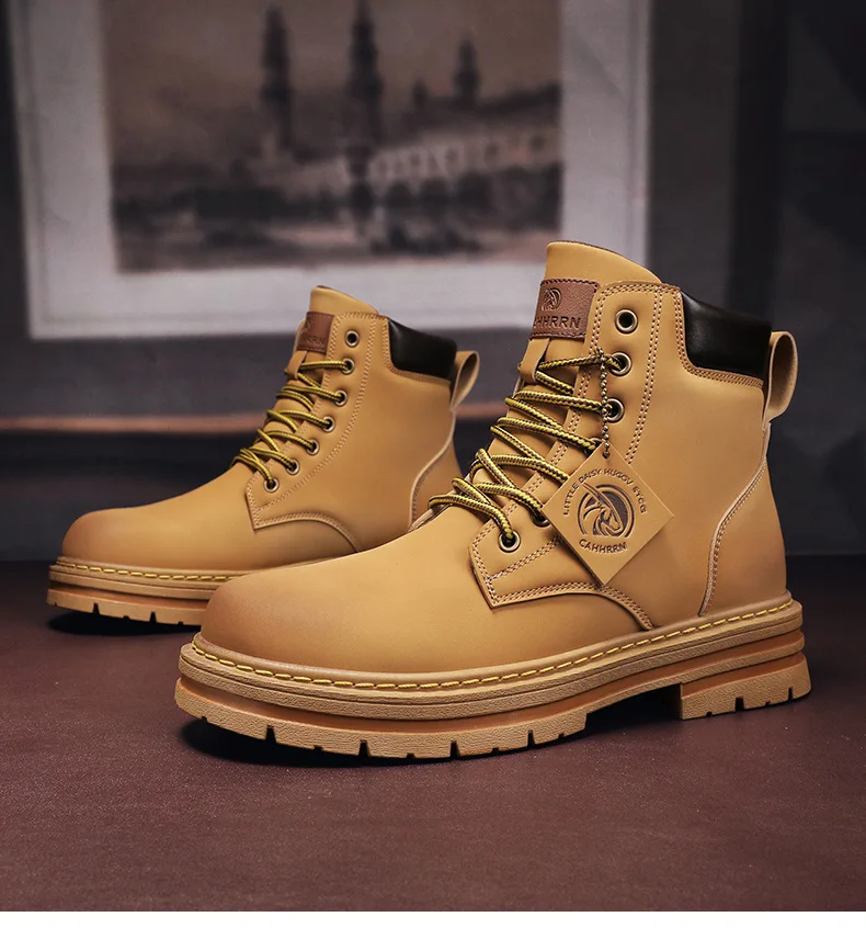 High Top Boots Men's Leather Shoes Fashion Motorcycle Ankle Military Boots for Men Winter Boots Man Shoes Lace-Up Botas Hombre High Top Boots Men's Leather Shoes Fashion Motorcycle Ankle Military Boots for Men Winter Boots Man Shoes Lace-Up Botas Hombre