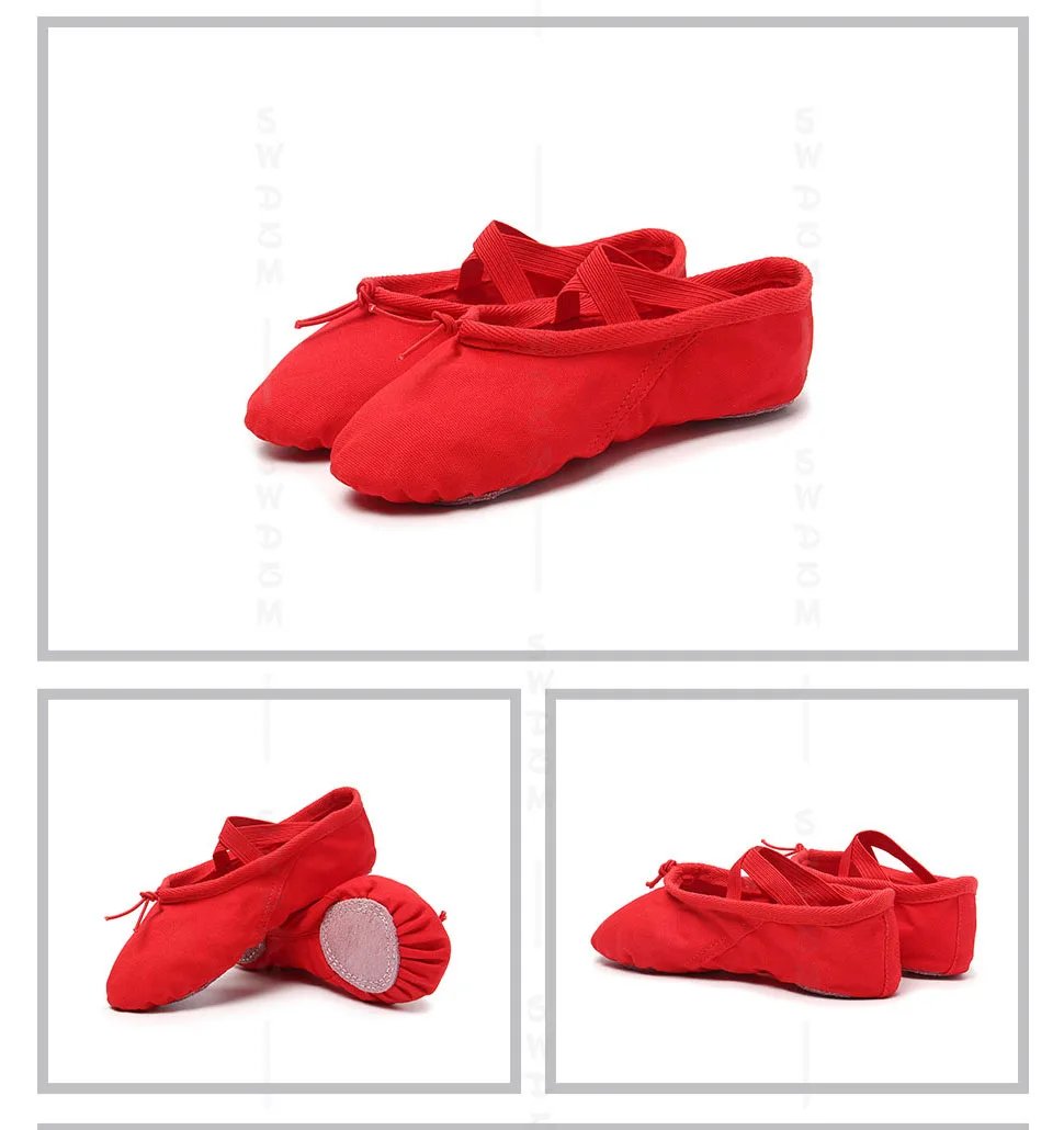 Girls Ballet Shoes Canvas Flat Ballet Dancing Slippers Dance Shoes For Adult Women Kids Children Classic Split-Sole Soft Leather