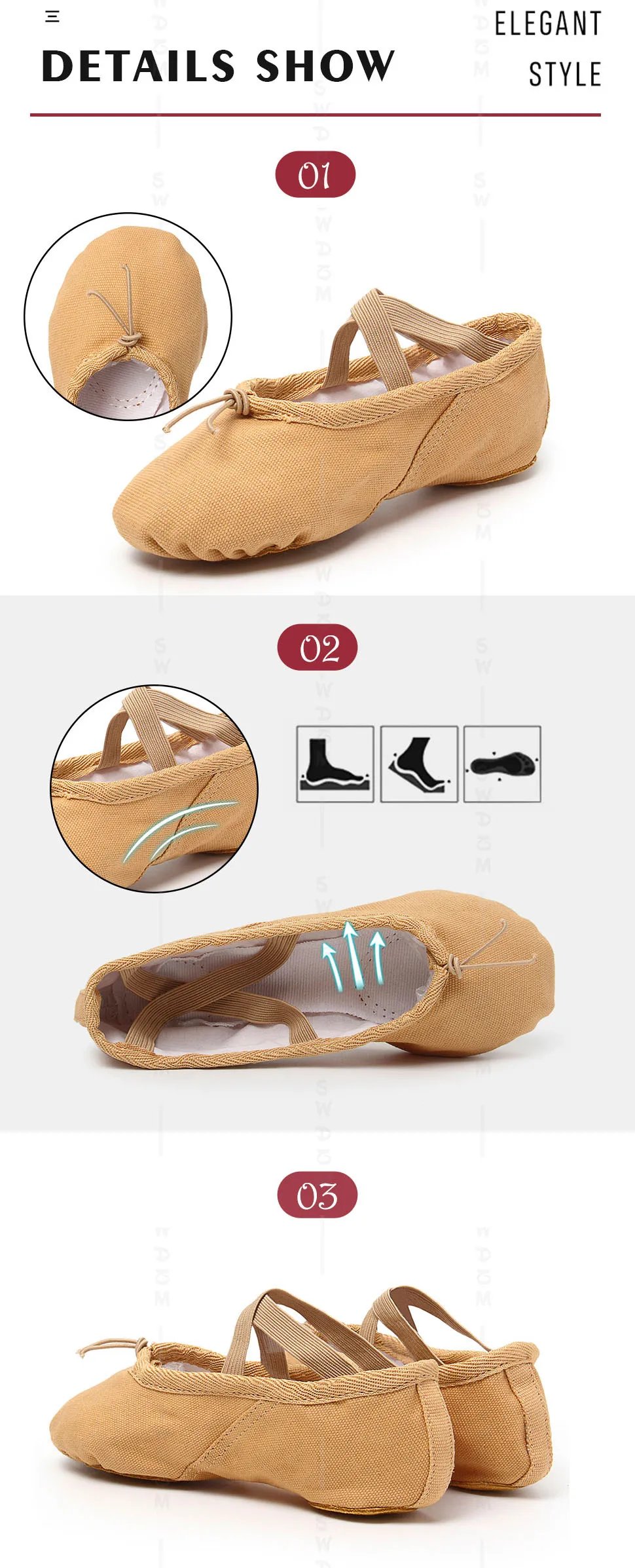 Girls Ballet Shoes Canvas Flat Ballet Dancing Slippers Dance Shoes For Adult Women Kids Children Classic Split-Sole Soft Leather