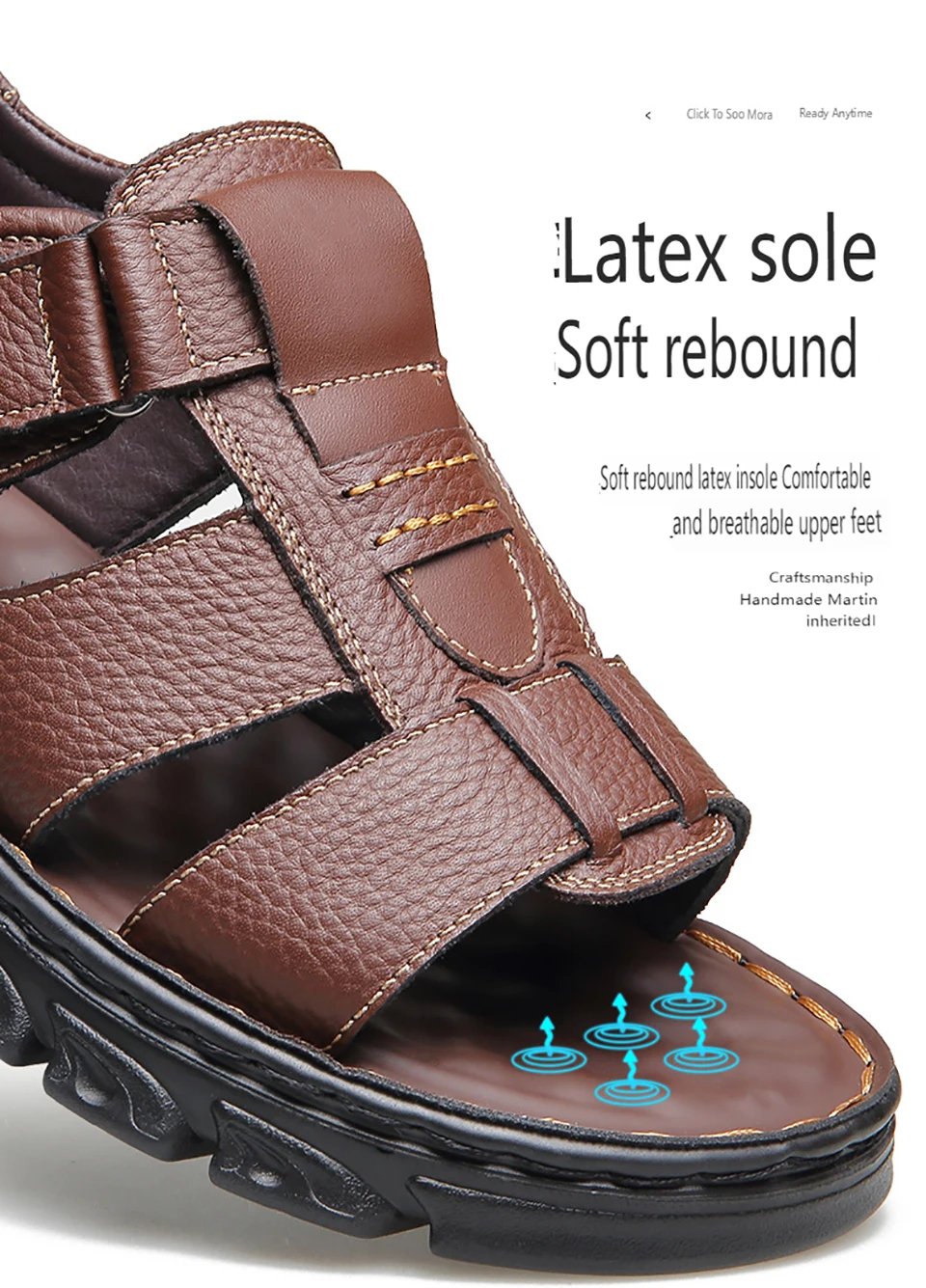 Loveontop Sandals Men's New Beach Shoes Cowhide Slippers Outdoor  Non-slip Thick-soled Leather Sandals for Me