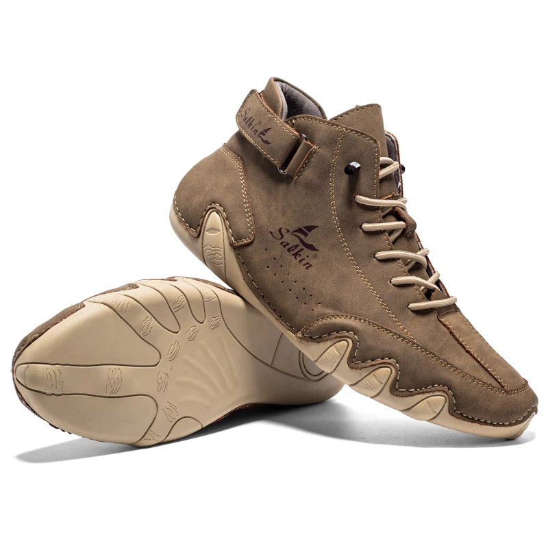 Retro Handmade Leather Men Boots Fashion Designer Shoes Man Outdoor Ankle Boots Men Walking Shoe Breathable Hombres Botas 2023