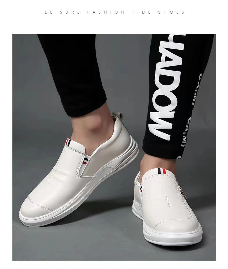 Casual Leather Shoes for Men Trend Brand Loafers Autumn ZIP Flat Man's Sneakes Business Comfortable Moccasins Tenis Masculino