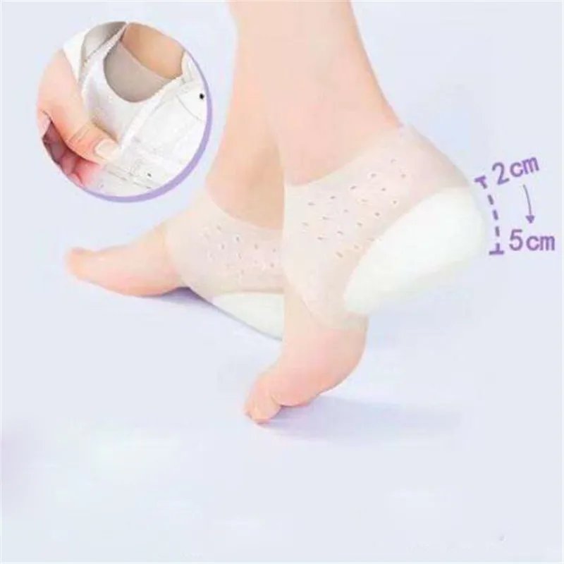 Men Women Silicone Invisible Inner Height Insoles Elevation Increase Socks Outdoor Foot Protection Pad Hidden Heel Cushion