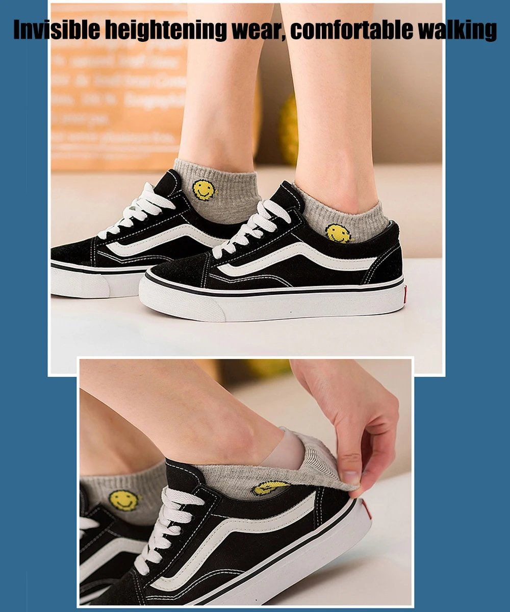 Silicone Invisible Inner Height Insoles Lifting Increase Socks Outdoor Foot Protection Pad Men Women Heel Cushion Hidden Insole