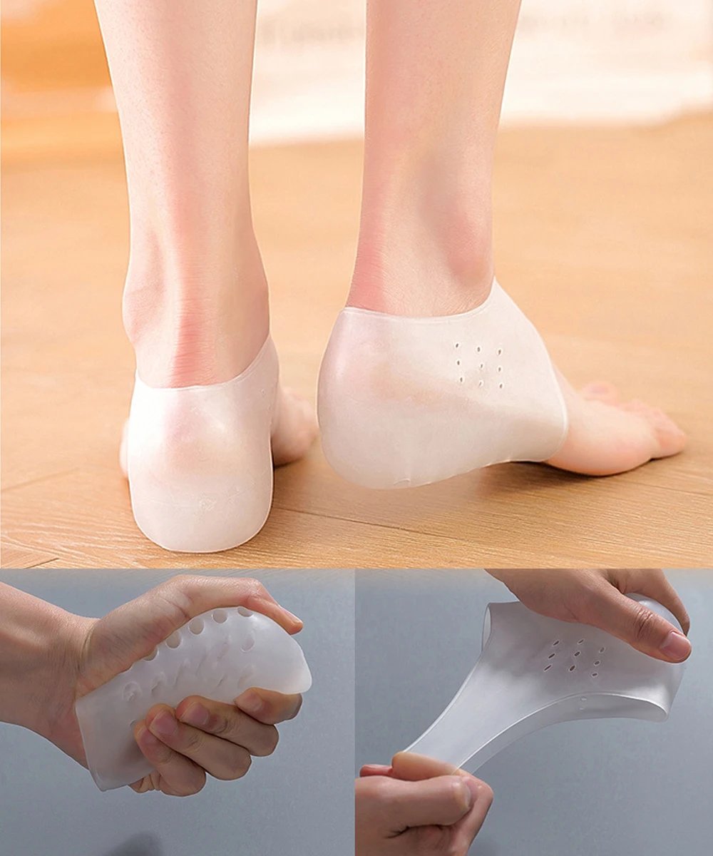 Silicone Invisible Inner Height Insoles Lifting Increase Socks Outdoor Foot Protection Pad Men Women Heel Cushion Hidden Insole
