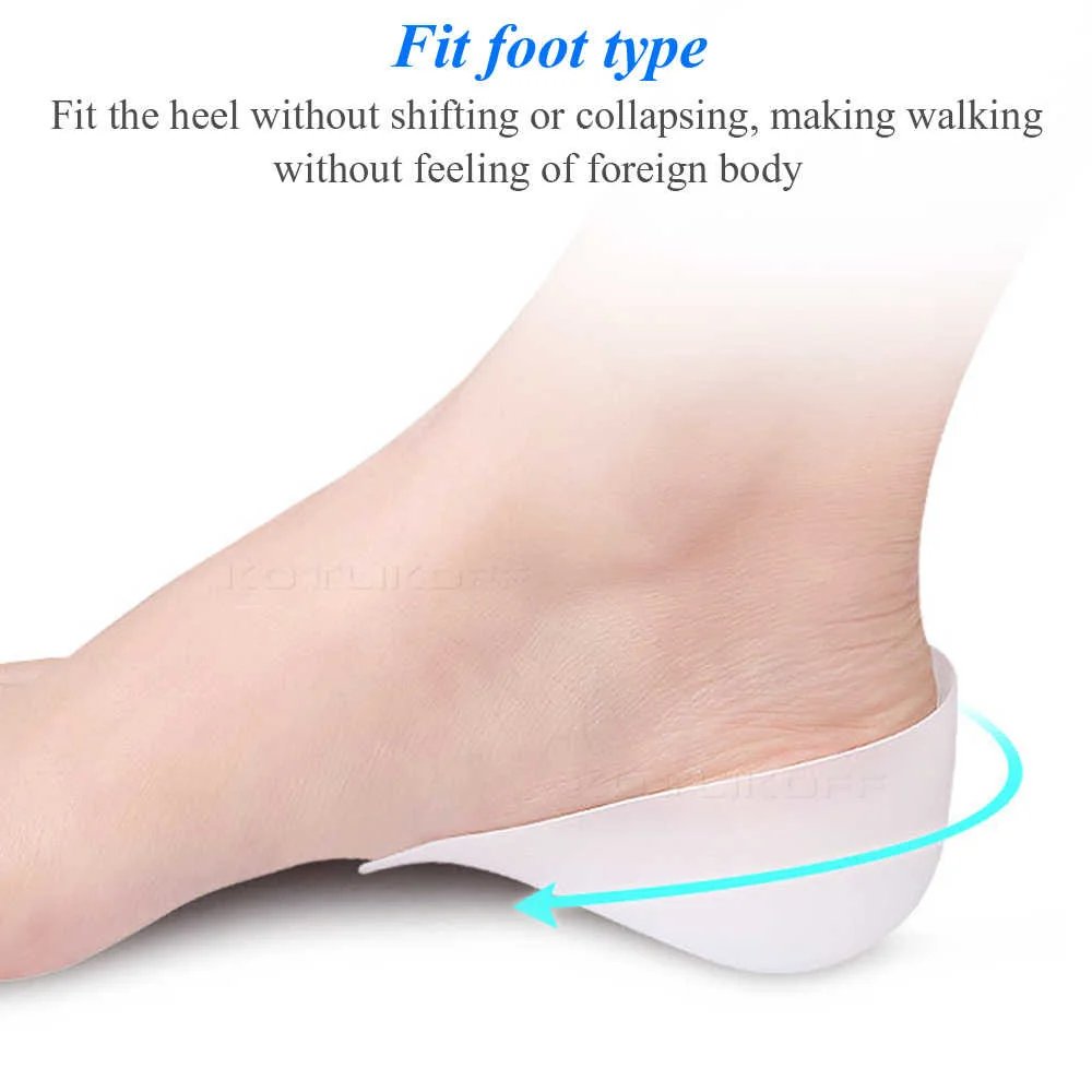 Silicone Invisible Inner Height Insoles Lifting Increase Socks Outdoor Foot Protection Pad Men Women Heel Cushion Hidden Insoles