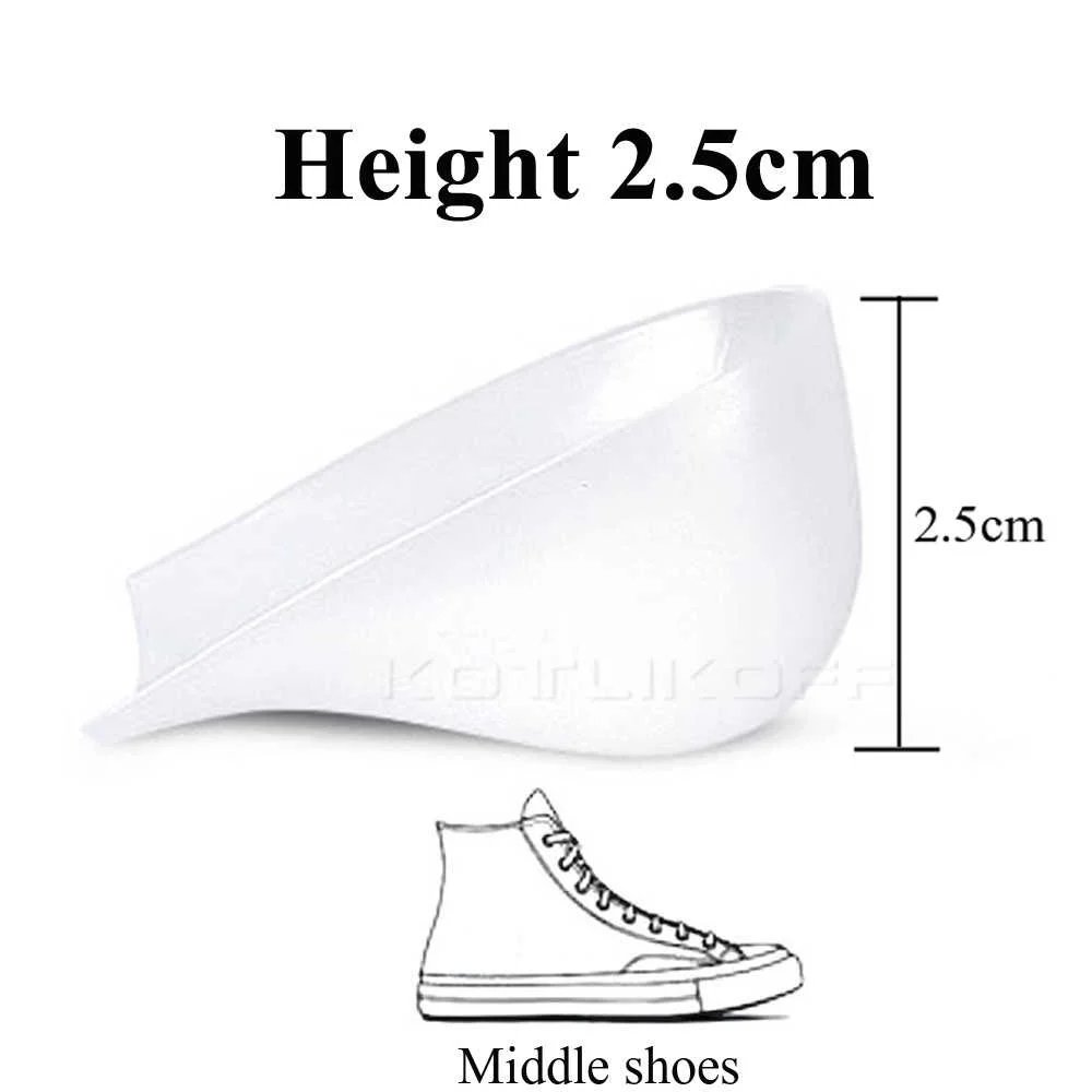 Silicone Invisible Inner Height Insoles Lifting Increase Socks Outdoor Foot Protection Pad Men Women Heel Cushion Hidden Insoles