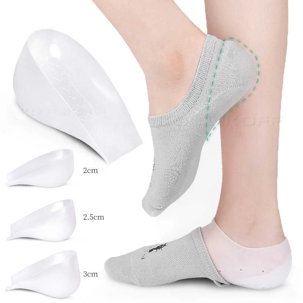 Silicone Invisible Inner Height Insoles Lifting Increase Socks Outdoor Foot Protection Pad Men Women Heel Cushion Hidden Insoles