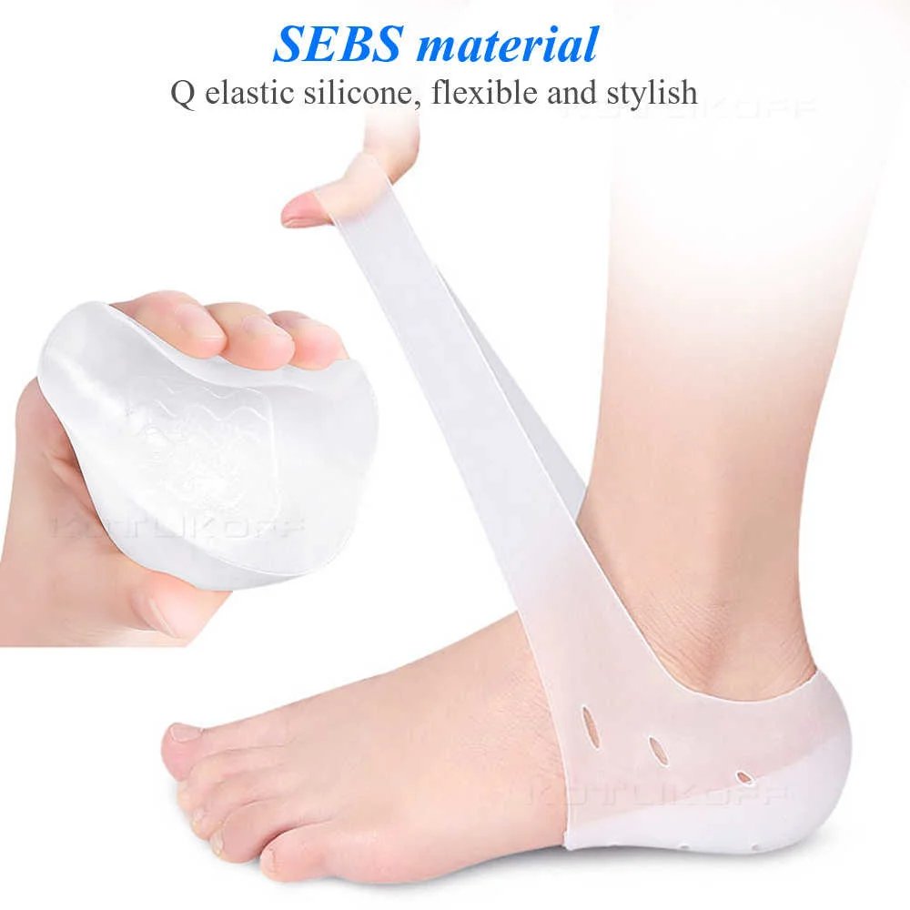 Silicone Invisible Inner Height Insoles Lifting Increase Socks Outdoor Foot Protection Pad Men Women Heel Cushion Hidden Insoles