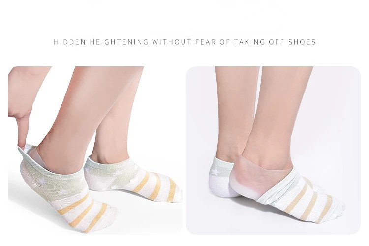Unisex Invisible Height Lifting Increase Insoles Men Women Silicone Elastic Heel Pad Foot Protection Heel Cushion Hidden Insole
