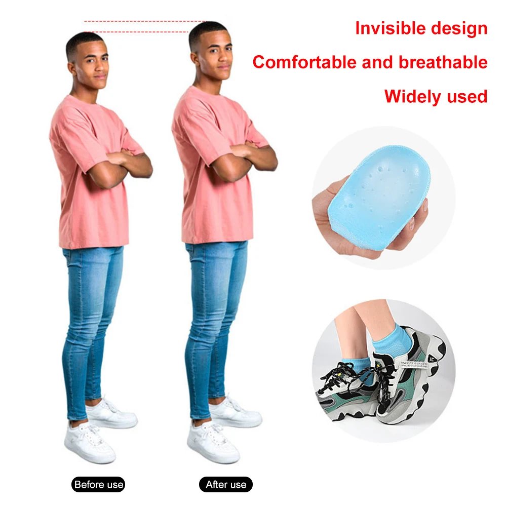 Thickened Height Max Socks Sports 2.5/3.5cm Half Invisible Height Increase Insole Anti-slip Invisible Heel Lift Shoe Accessories