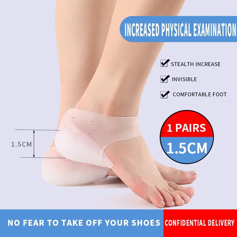 Silicone Invisible Height Increase Insoles Elastic Lifting Socks Heel Pad Foot Protection Orthoped Support Unisex Hidden Insole